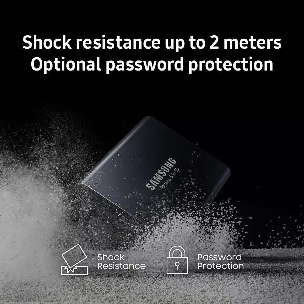 NEW Samsung T5 Portable SSD - 2TB - USB 3.1 External SSD (MU-PA2T0B/AM) - Black