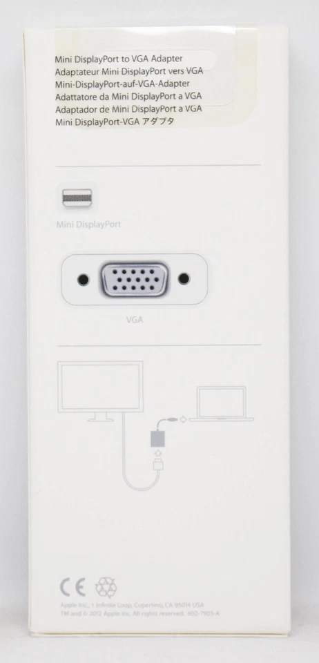 ADAPTADOR DE MINI DISPLAY PORT A VGA APPLE MINI DISPLAYPORT TO VGA ADAPTER NUEVO - Imagen 2 de 2