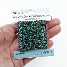 1mm Iridescent Green Cord 59 feet , Non-Stretch: Perfect for Xmas Ornaments