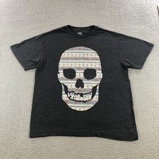 Vans Off The Wall T Shirt Youth XL Gray Skull Big Face