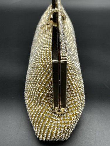 Evening Bag Gold w/Rhinestones Wedding Bags Women Party Handbag Clutch Chain - Picture 11 of 13
