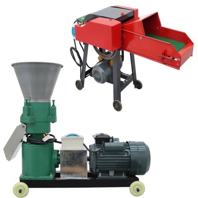 Animal Feeding Set:220V Hay Cutter Pulverizer& 220V 6mm Feed Pellet Mill Machine