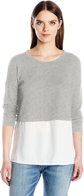 French Connection Damen Lerato Jersey Oberteil Langarm Bluse Grau Small
