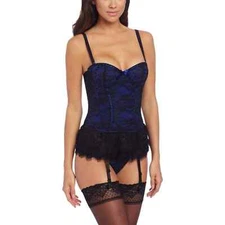 Seven Til Midnight Women's Blue Victorian Lace Bustier NWT