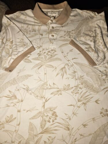 Vintage Sedgefield Golf Cotton Polo Shirt Cream/Tan Floral Men’s Size XL EUC - Picture 3 of 4