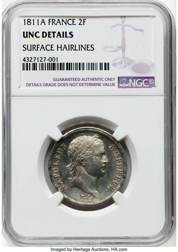 France Napoleon Silver 2 Francs 1811-A NGC Unc Details