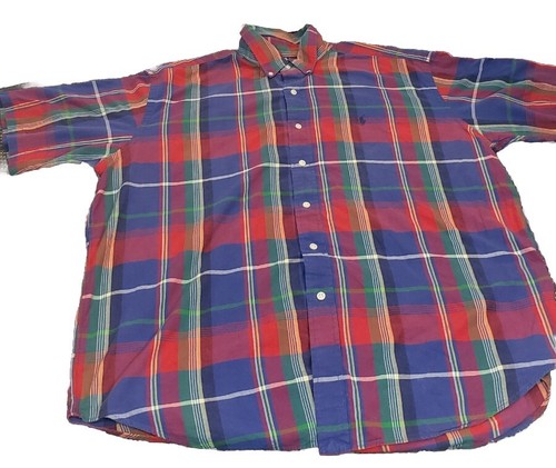 Camicia uomo Ralph Lauren Blake con bottoni taglia extra large rossa manica corta - Foto 2 di 8