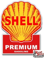 (shell #4) 24"x 18.5 SHELL gasoline pump LUBSTER DECAL GAS OIL SIGN WALL STICKER