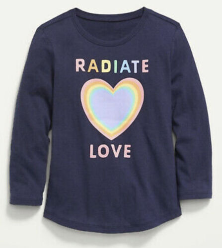 Old Navy Toddler Girl Size 4T ~ Long Sleeve Tee T-shirt ~ Radiate Love .. NWT