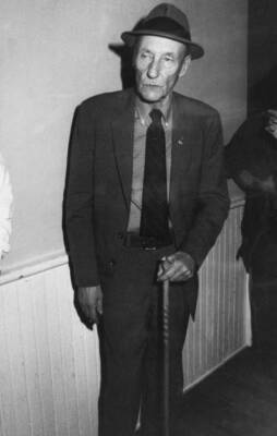 American writer William S Burroughs attends 70th birthday celebrat- Old Photo
