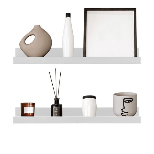 Set of 2 Floating Wall Shelves Picture Ledge Display Rack Book Hanging Shelf - Picture 3 of 13