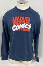 MARVEL COMICS LOGO SWEATER ADULT XL BLUE PULLOVER SWEATER 100 COTTON NWT