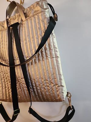 NWT! Michael Kors Winnie quilted nylon Drawstring backpack in metallic black! Michael Kors | Bags | Michael Kors Winnie Lg Quilted Canvas  main image 2