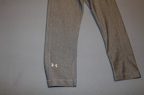 Under Armour Gray Leggings Logo Active Gym Workout Heat Gear Leggings Small S - Picture 2 of 8