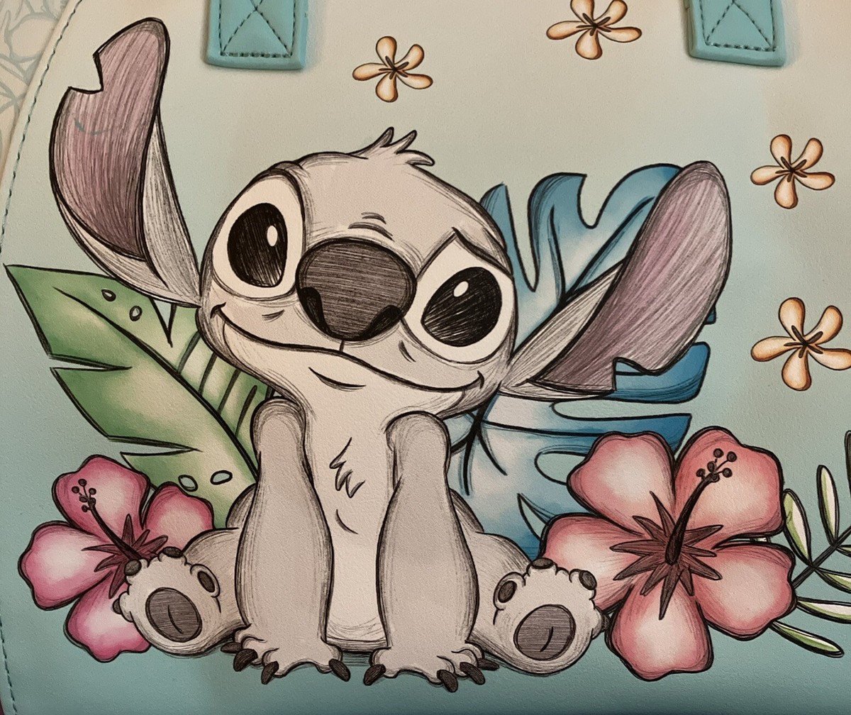 Disney Lilo & Stitch Tropical Hibiscus Flowers Sketch Satchel Bag
