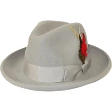 Men's Milani Wool Fedora Hat Soft Crushable Lined FD219 Light Gray