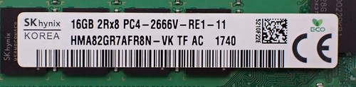 SK Hynix 16GB 2Rx8 PC4-2666V DDR4 REG ECC Server RAM RDIMM HMA82GR7AFR8N-VK - Bild 2 von 3