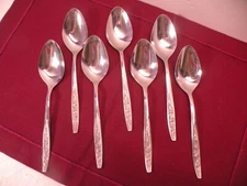 Set Of 7 Ekco Eterna ROSE COTILLION Stainless Oval Soup Spoons 7"