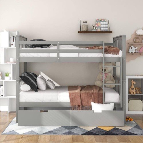 Harper N' Bright Bunk Beds 62.9 "Hx56.5"Wx79.6"D Full Wood W/ Drawers N' Ladder - Picture 10 of 10