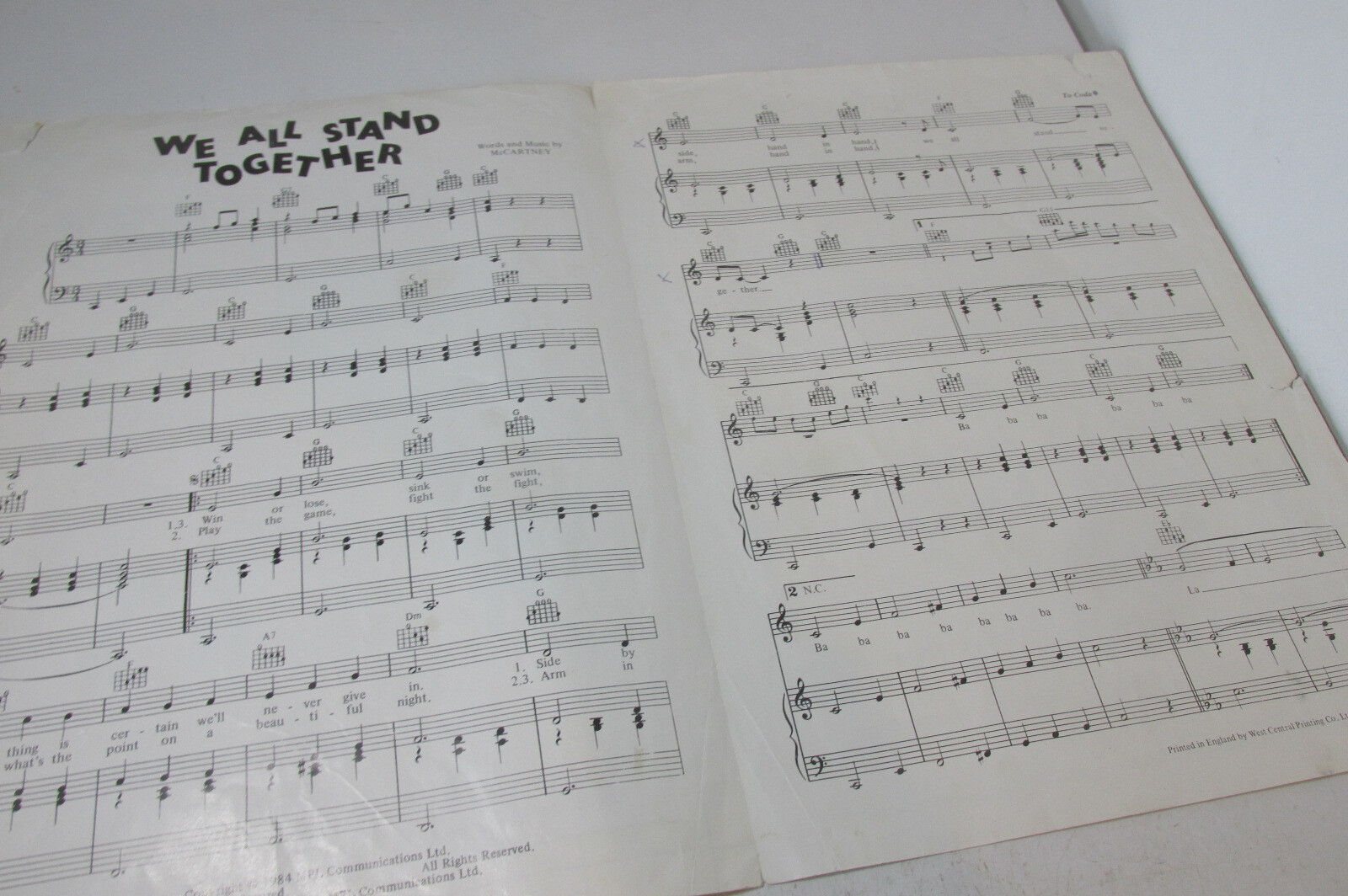 Paul McCartney & The Frog Chorus We All Stand Together sheet music eBay