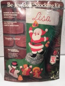 Download New Be Jeweled Stocking Kit 8609 Santa Snowman Christmas Holiday Craft Kit Felt Ebay PSD Mockup Templates