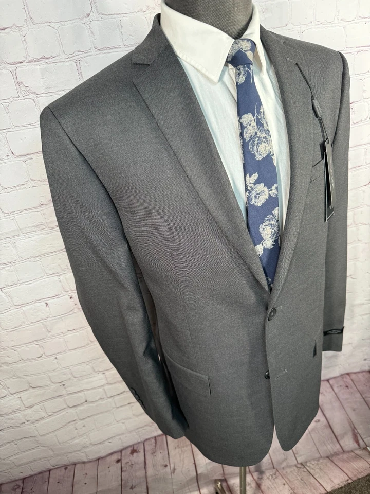BRAND NEW MARC NEW YORK Mens Gray STRETCH SLIM 2 Pc Suit 42L Jacket 36x33 Pant - Image 4 of 4