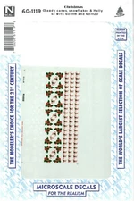 N Scale Microscale 60-1119 Christmas Candy Canes, Snowflakes, & Holly Decal Set