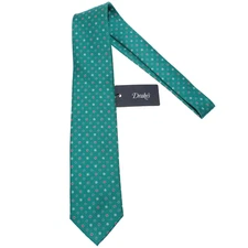 Drake's NWT Neck Tie in Teal Green with Red & Blue Geometric Pattern 100% Silk