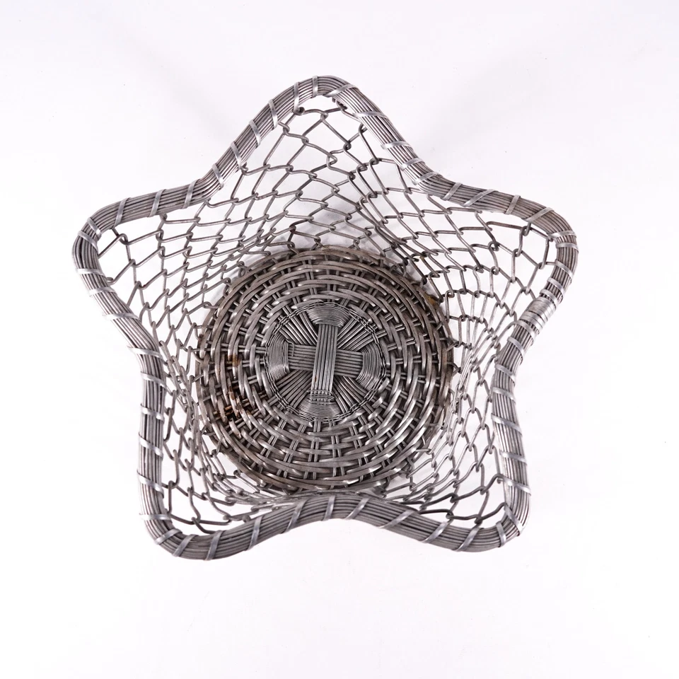 Malla Star Bowl 12" Acero Inoxidable Metal Cadena Plato Bandeja Contenedor Plateado Foto 2 de 4