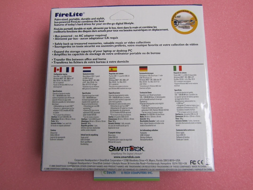 USBFLB80CA– SmartDisk FireLite 80GB USB External+ CMS BounceBack Backup Software - Image 3 of 4