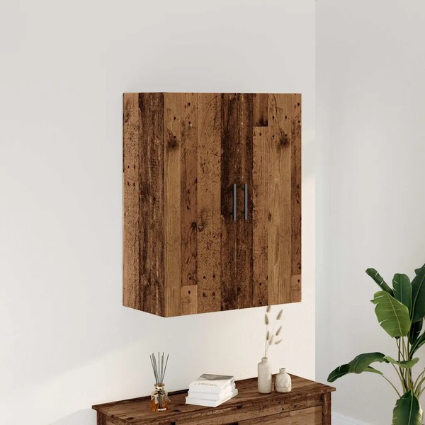 Schmaler Wandschrank Altholz-Optik 69,5X34X90 Cm HäNgeschrank-image