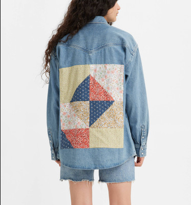 Levi's Damen Jeanshemd Patchwork 100% Baumwolle Blau Gr. M A33640008