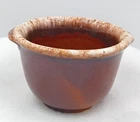 Hull Pottery Ramekin Custard Bowl Handles Brown Drip Stoneware Dish Vintage USA