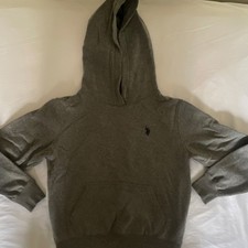 U.S. Polo Assn. Boys L 10/12 Pullover Hoodie Gray Logo Long Sleeve Casual