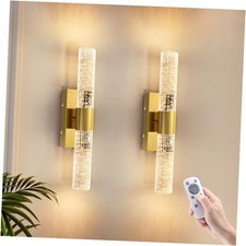 Battery Operated Wall Sconces Set of Two,Sconces Wall Decor Set of Gold