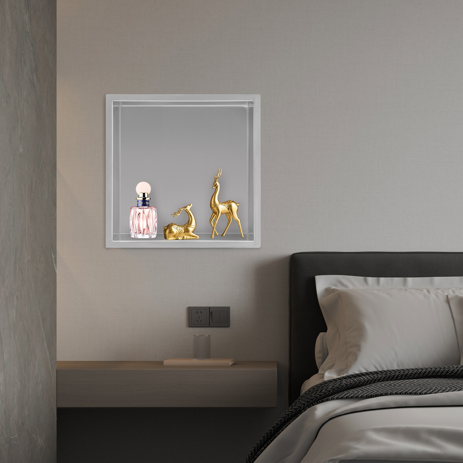 Silver Grey 201 Stainless Steel Preformed Recessed Shower Niche Shelf Waterproof