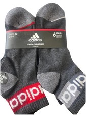 ADIDAS SOCKS 6-pack Youth CREW / QUARTER CUT Sz Y3-9