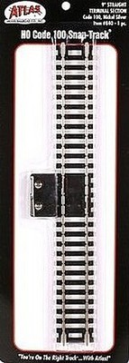 Atlas Code 100 Straight Terminal N/S - HO Scale Nickel Silver Model Train Track