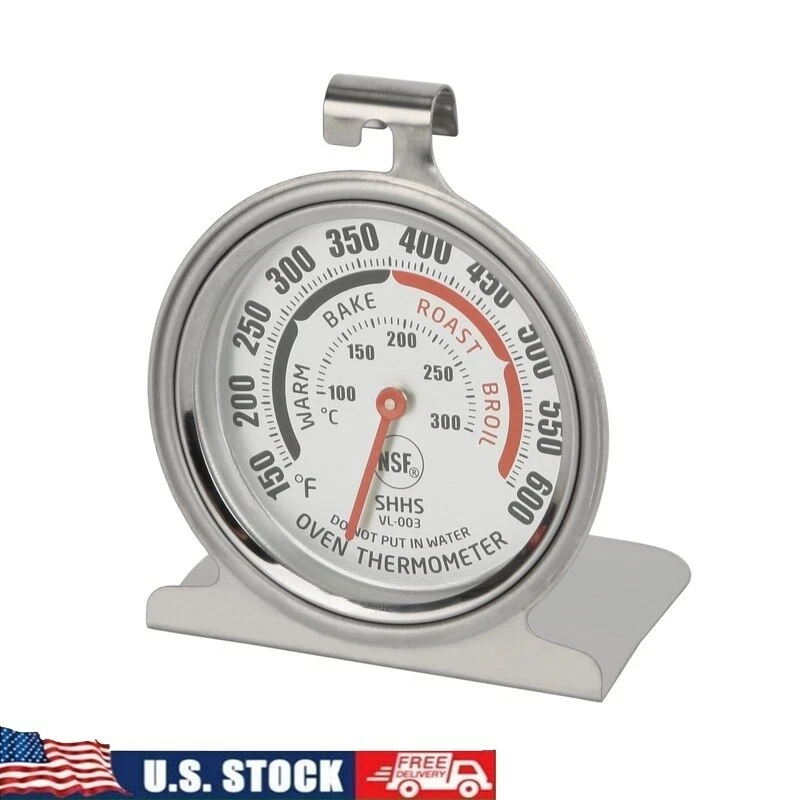 Stainless Steel Instant Read Oven Thermometer 150-600F Hang Stand Durable Design