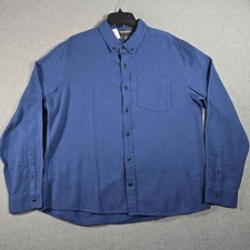 LL Bean Signature Shirt Men's L Donegal Woven Flannel Slim Fit 520655 Blue