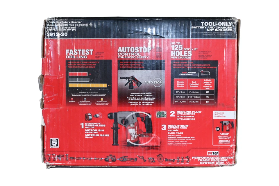 Martelo rotativo Milwaukee M18 FUEL 1" SDS Plus - 2912-20 - Nova caixa aberta - Imagem 2 de 2