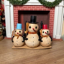 Vintage Christmas Cotton Snowman Trio