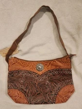 Canyon Sky Brown Southwest Purse Handbag Faux Tooled Leather