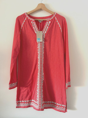 Boden Edie Jersey Kaftan Kleid Tunika Gr. XS NEU koralle neu mit Etikett bestickt Urlaub