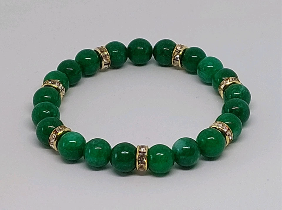 Naturstein Perlen Armband Grüne Jade 8mm Schmucksteinperlen/Halbedelsteinperle - Bild 2 von 4