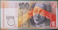 SLOVAKIA 100 KORUN MILLENIUM COMMEMORATIVE UNC NOTE  FROM YEAR 2000 , P36