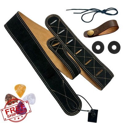 SSIUKLRR Vintage Handmade Leather Guitar Strap Electric Bass