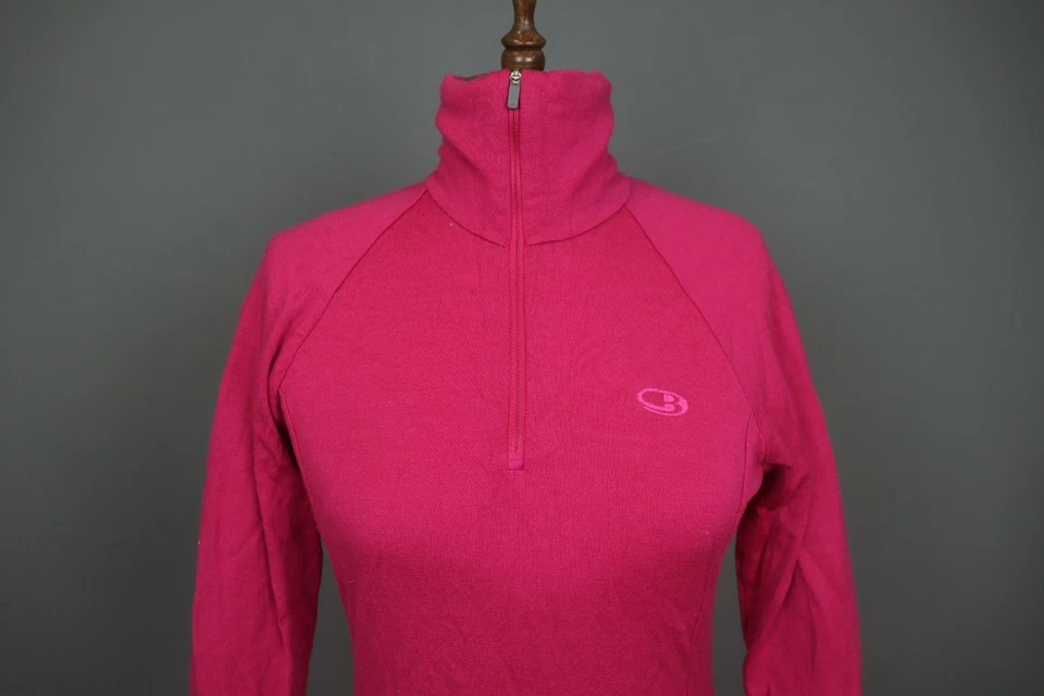 Icebreaker 260 Rosa Lana Merino Body Fit Manga Larga 1/4 Cremallera Ropa Activa Top Talla M Foto 2 de 4