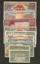 INDONESIA 10 Banknotes 1947, 1958 1959 1960, 10 Sen, 5-10-25-100 Rupiah Circ.