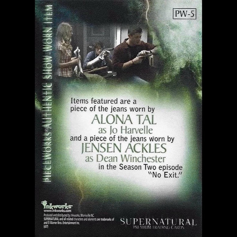 Cartão relíquia Supernatural temporada 2 Alona Tal & Jensen Ackles peça dupla - Imagem 2 de 2